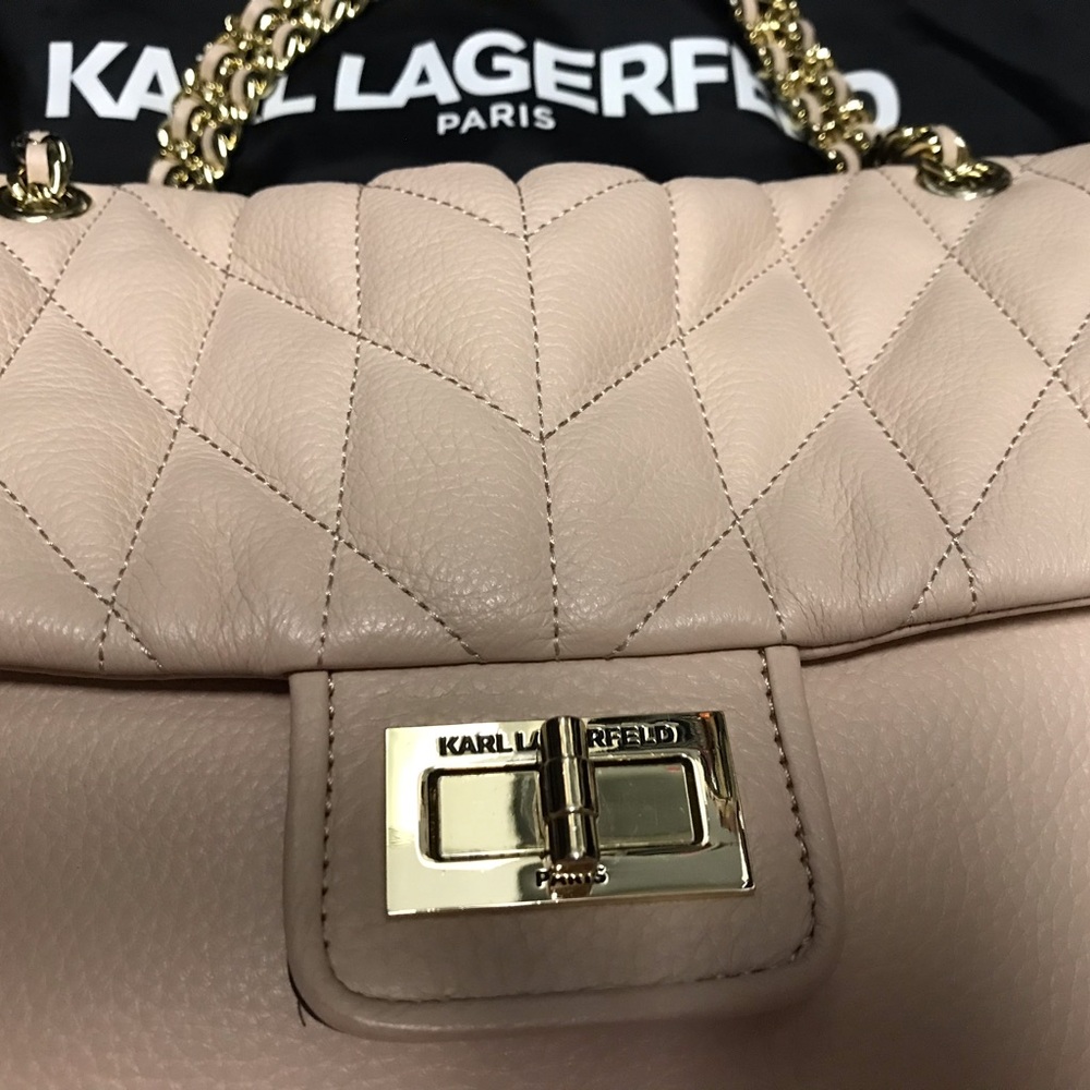 Karl Lagerfeld pink convertible leather bag
